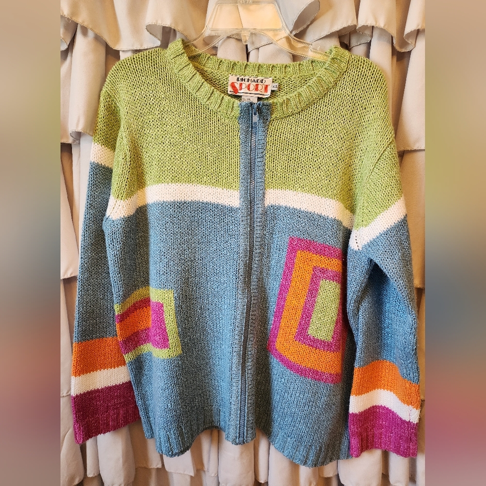Women's Richard Sport Eightys Colorblock Sweater Size Extra Large - Picture 3 of 4